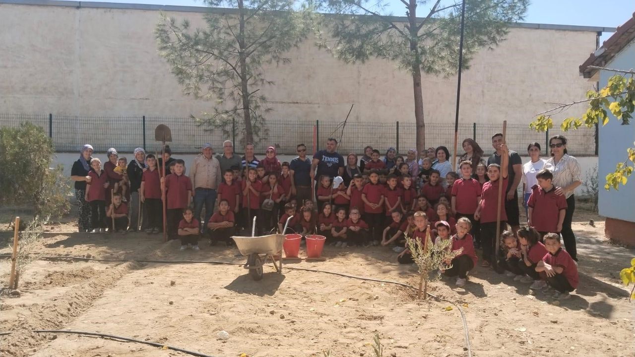 Okul bahçesinde fidan diktiler