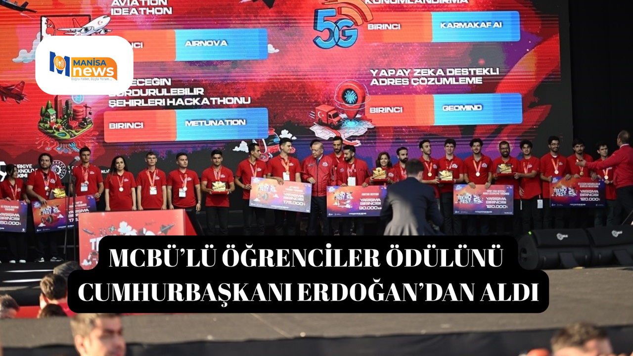 MCBÜ’lü öğrenciler ödülünü Cumhurbaşkanı Erdoğan’dan aldı