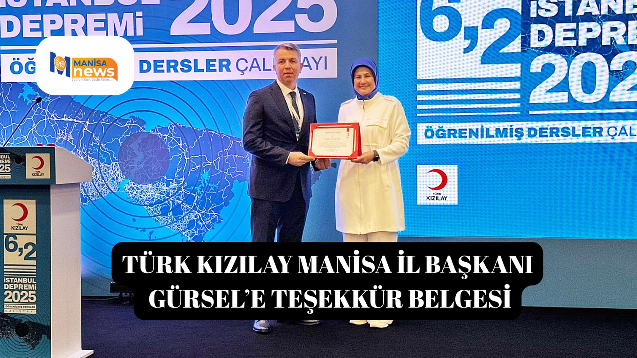 Türk Kızılay Manisa İl Başkanı Gürsel’e teşekkür belgesi