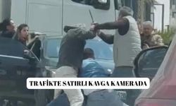 Trafikte satırlı kavga kamerada