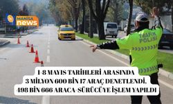 1-8 Mayıs tarihleri arasında 3 milyon 600 bin 17 araç denetlendi, 498 bin 666 araca-sürücüye işlem yapıldı