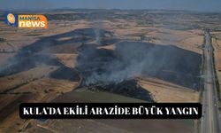 Kula’da ekili arazide büyük yangın