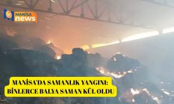 Manisa’da samanlık yangını: Binlerce balya saman kül oldu
