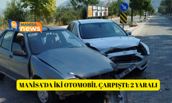 Manisa’da iki otomobil çarpıştı: 2 yaralı