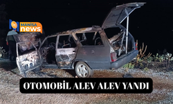 Otomobil alev alev yandı