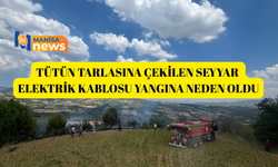 Tütün tarlasına çekilen seyyar elektrik kablosu yangına neden oldu