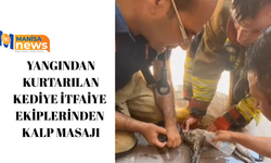 Yangından kurtarılan kediye itfaiye ekiplerinden kalp masajı