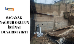 Sağanak yağmur okulun istinat duvarını yıktı