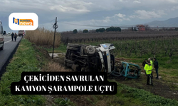 Çekiciden savrulan kamyon şarampole uçtu