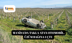 Manisa'da takla atan otomobil, üzüm bağına uçtu