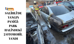 Salihli'de yangın paniği: Park halindeki 2 otomobil yandı