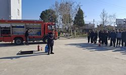 Yangın anı okulda tatbikatla canlandırıldı