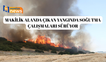 Makilik alanda çıkan yangında soğutma çalışmaları sürüyor
