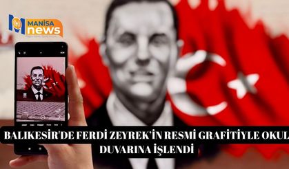 Balıkesir'de Ferdi Zeyrek’in resmi grafitiyle okul duvarına işlendi
