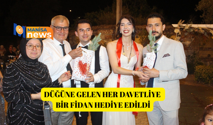 Düğüne gelen her davetliye bir fidan hediye edildi