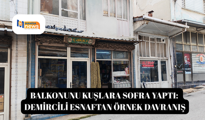 Balkonunu kuşlara sofra yaptı: Demircili esnaftan örnek davranış