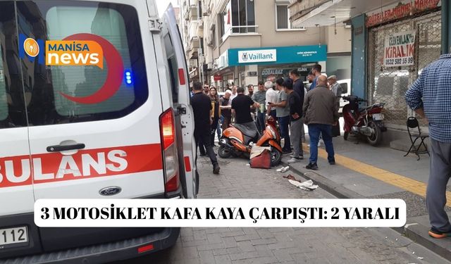 3 motosiklet kafa kaya çarpıştı: 2 yaralı