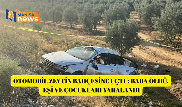 Otomobil zeytin bahçesine uçtu: Baba öldü, eşi ve çocukları yaralandı
