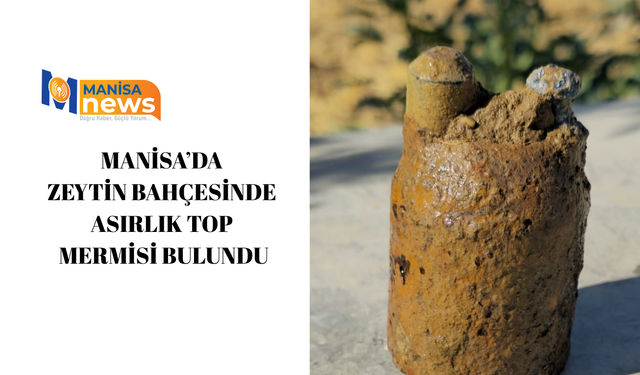 Manisa’da zeytin bahçesinde asırlık top mermisi bulundu
