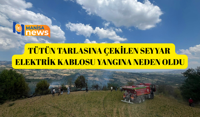 Tütün tarlasına çekilen seyyar elektrik kablosu yangına neden oldu