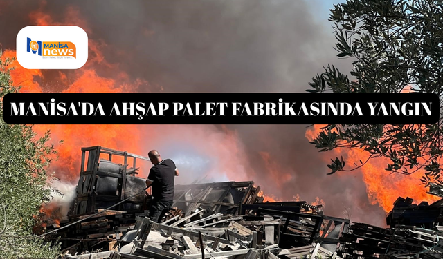 Manisa'da ahşap palet fabrikasında yangın