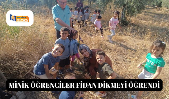 Minik öğrenciler fidan dikmeyi öğrendi