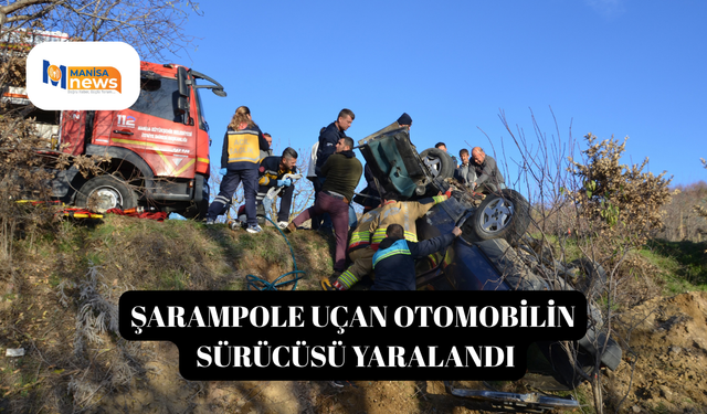 Şarampole uçan otomobilin sürücüsü yaralandı