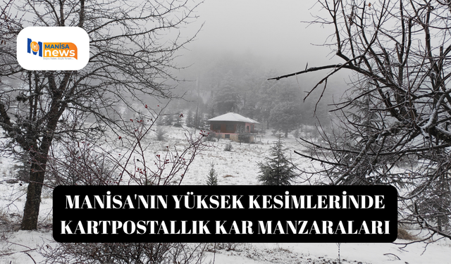 Manisa'nın yüksek kesimlerinde kartpostallık kar manzaraları