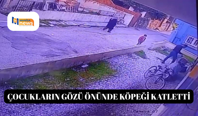 Çocukların gözü önünde köpeği katletti