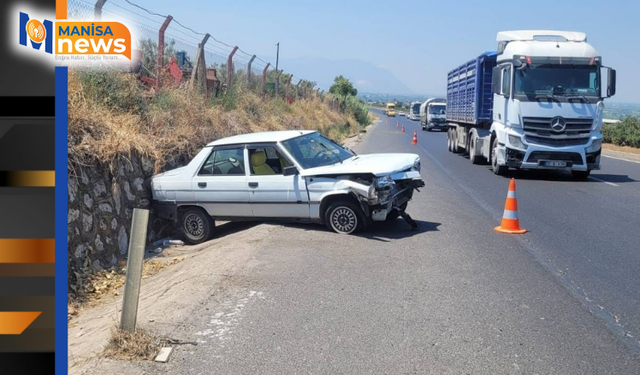 Manisa'da tır ile otomobil çarpıştı: 2 yaralı