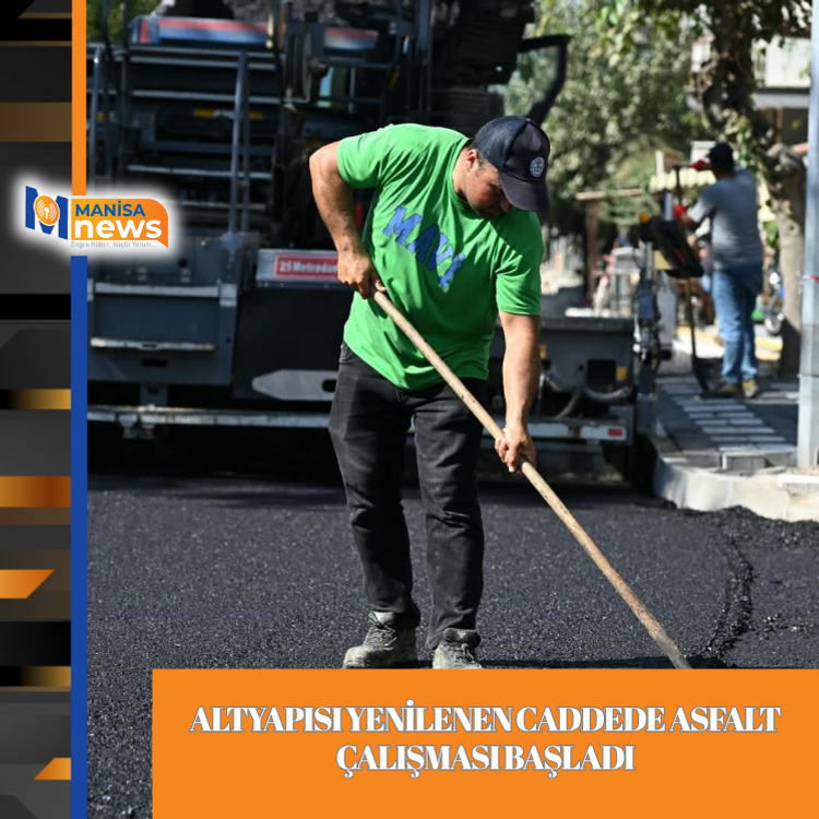 Altyapısı yenilenen caddede asfalt çalışması başladı