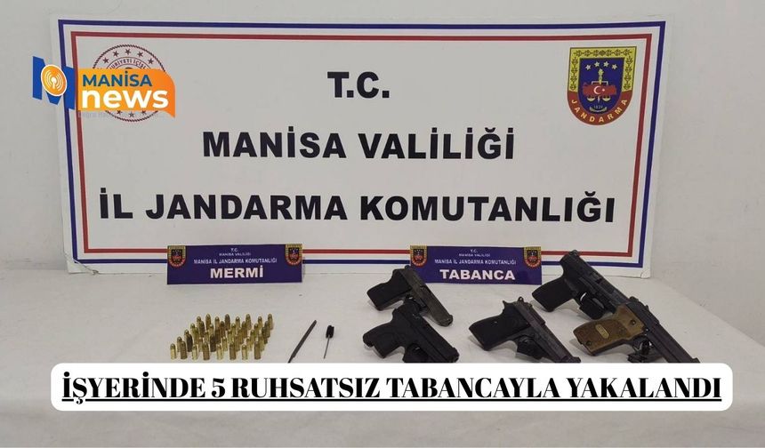 İşyerinde 5 ruhsatsız tabancayla yakalandı