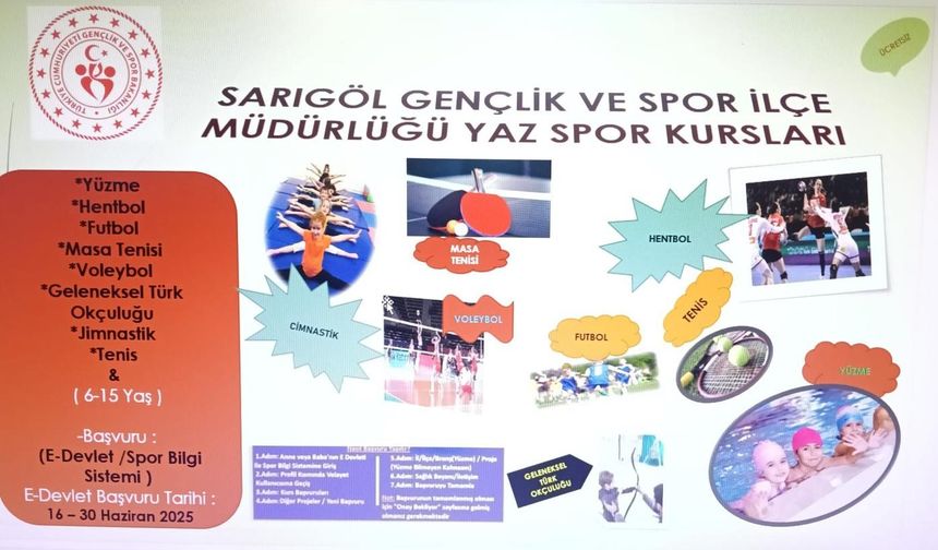 Sarıgöl’de GSB'nin Yaz Spor Kurslarına kayıtlar başladı