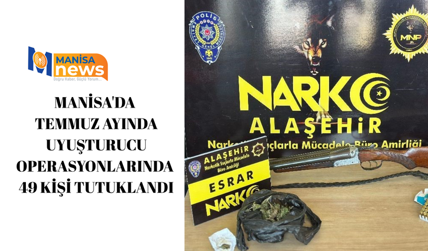 Manisa'da temmuz ayında uyuşturucu operasyonlarında 49 kişi tutuklandı