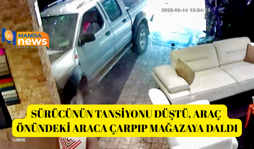 Sürücünün tansiyonu düştü, araç önündeki araca çarpıp mağazaya daldı