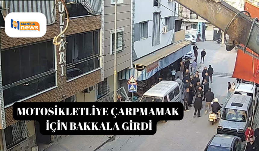 Motosikletliye çarpmamak için bakkala girdi