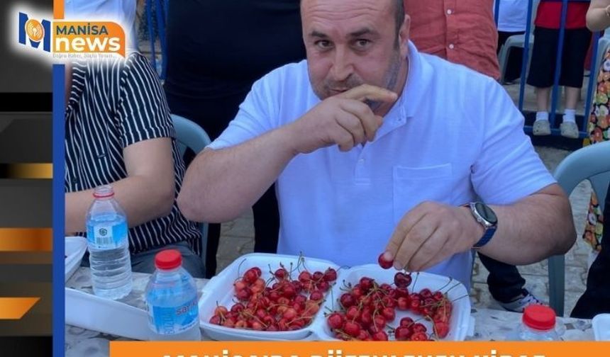 Manisa'da düzenlenen Kiraz Festivali'nde Kiraz Yeme Yarışması renkli görüntülere sahne oldu