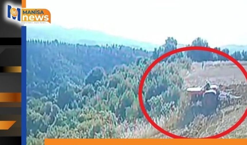 Traktör altında kalan çiftçinin hayatını kaybettiği kaza anı güvenlik kamerasında